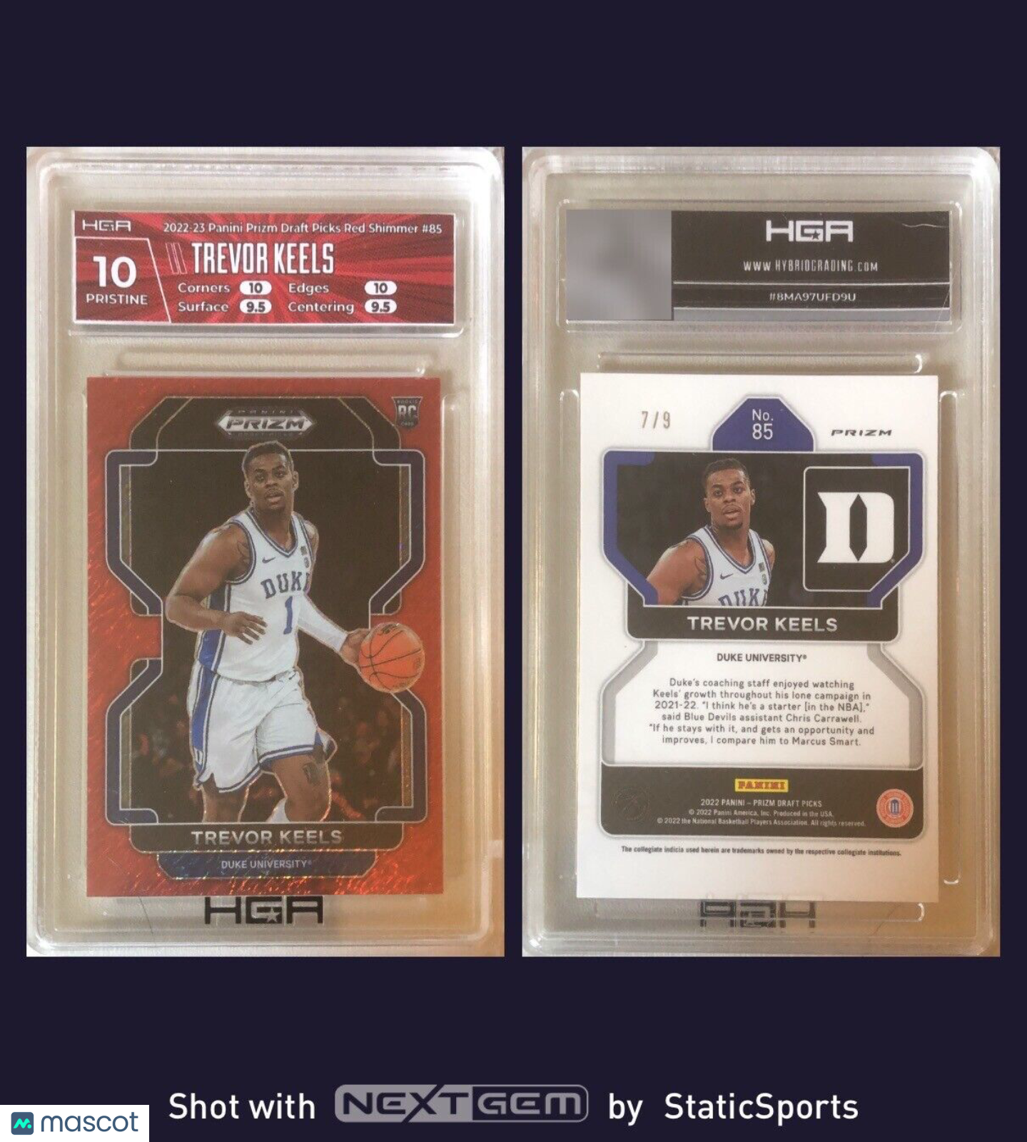 Trevor Keels - 2022-23 Panini FOTL Prizm Draft Picks-Red Shimmer/Rookie Card 7/9