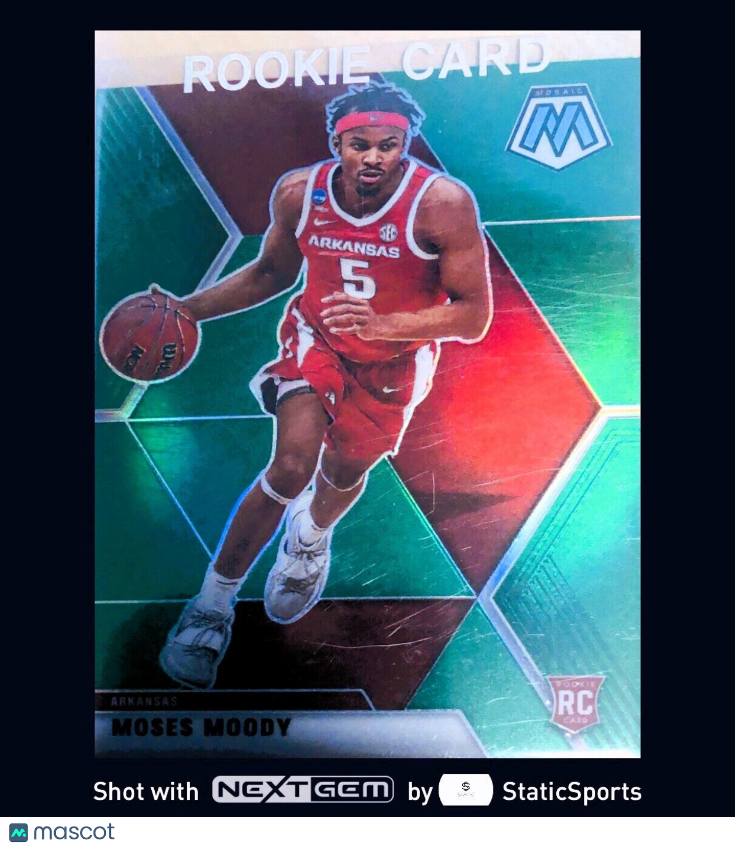 Moses Moody - 2021 Panini Chronicles Draft Picks-Prizm Mosaic Green/Rookie, #261