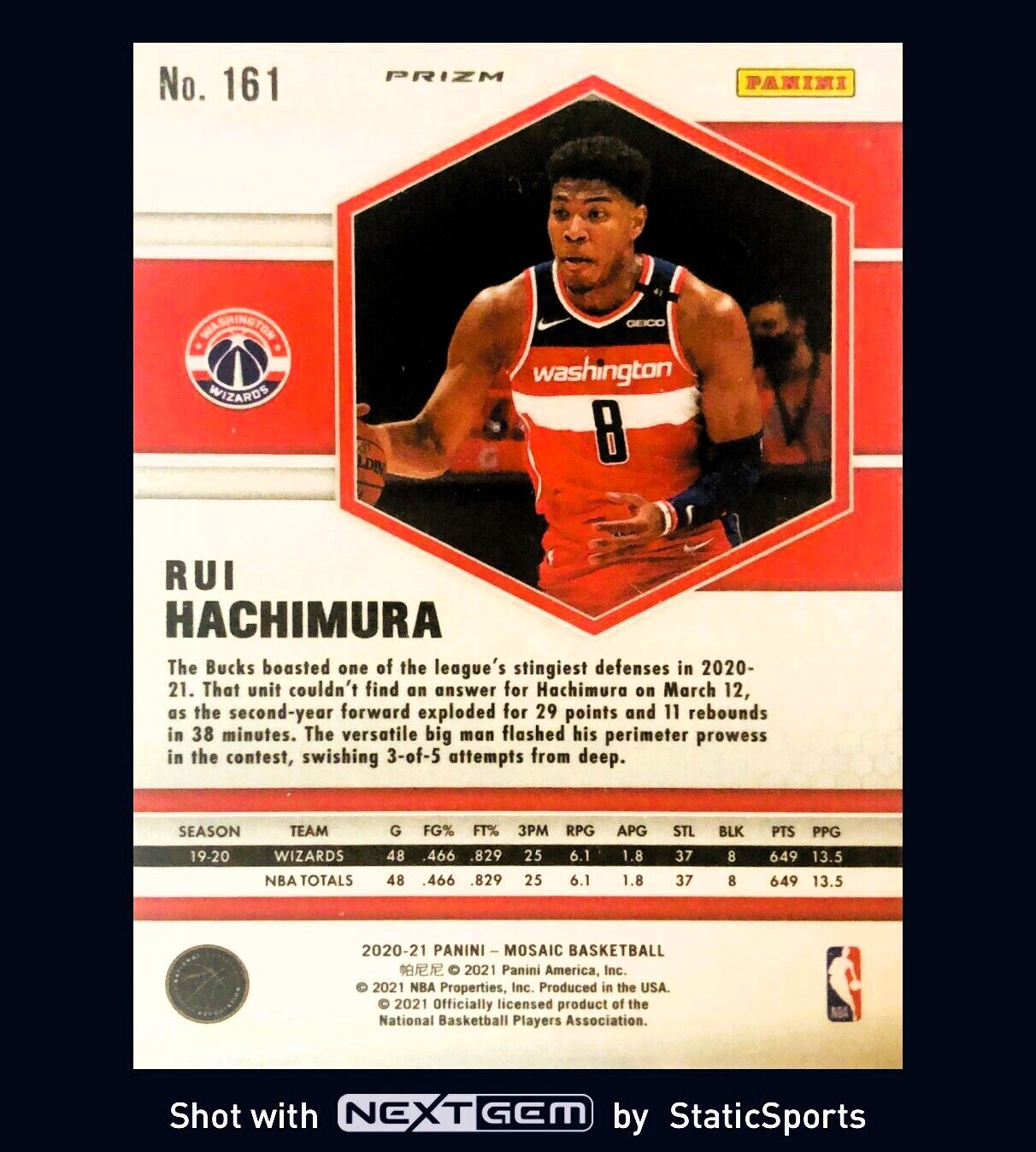 Rui Hachimura - 2020 Panini Mosaic-Prizm Pink Camo Mosaic #161