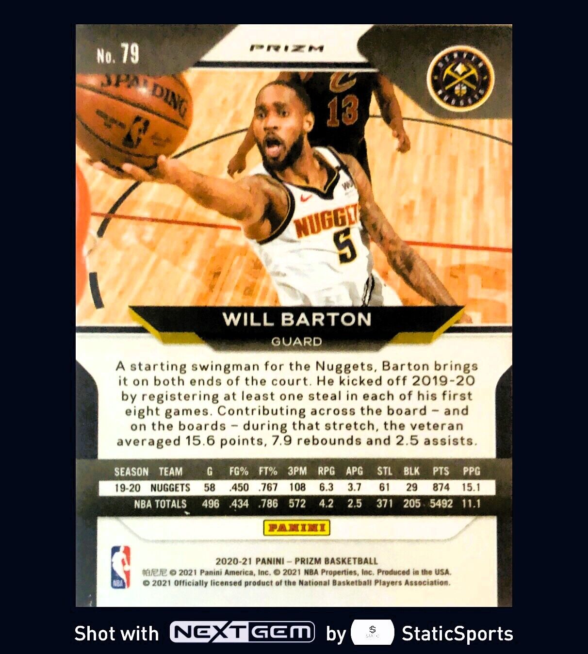 Will Barton - 2020 Panini Prizm-Prizm Red Cracked Ice #79