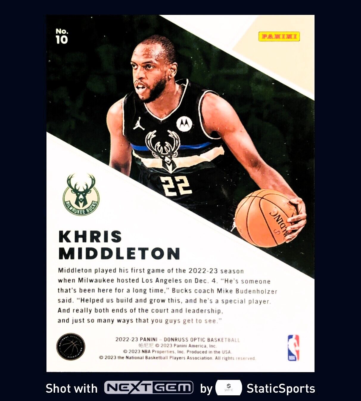 Khris Middleton - 2022 Donruss Optic-Winner Stays, #10