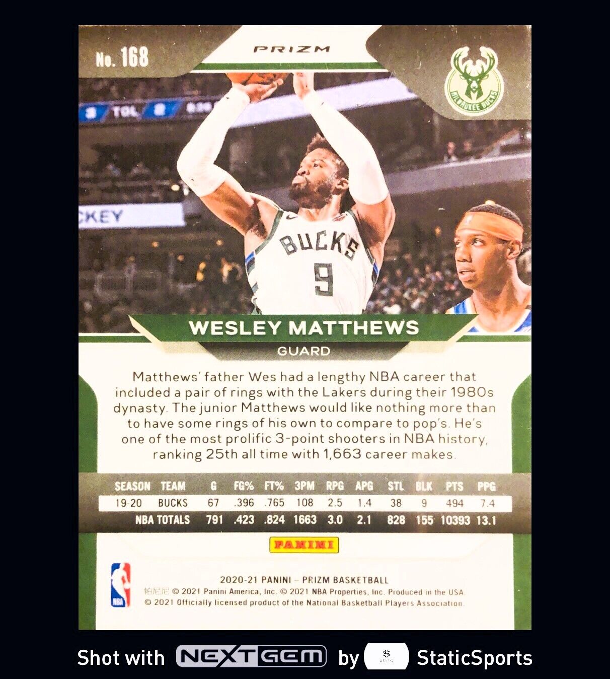 Wesley Matthews - 2020 Panini Prizm-Prizm Green, #168