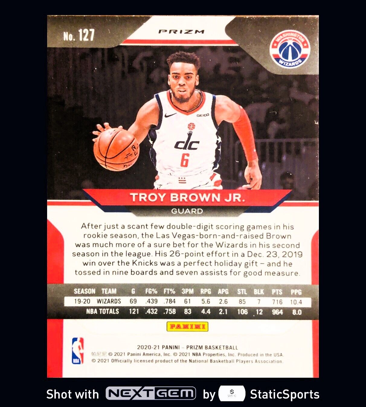 Troy Brown Jr. - 2020 Panini Prizm-Prizm Red Cracked Ice, #127