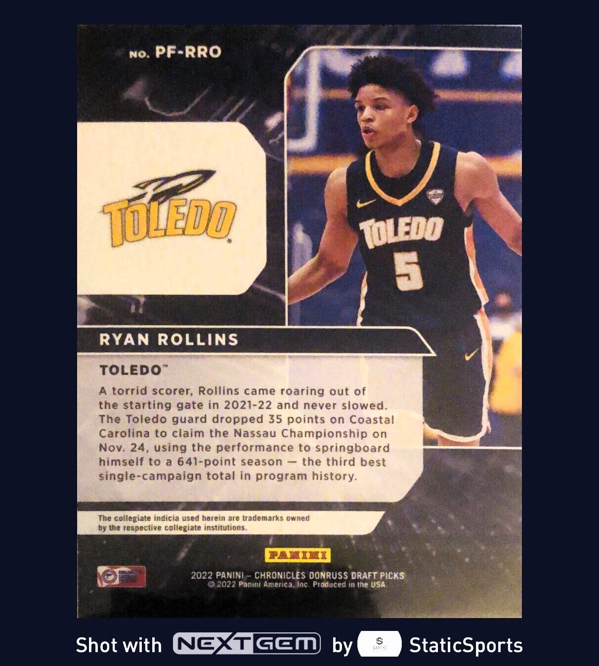 Ryan Rollins - 2022 Panini Chronicles-Donruss Draft Picks #PF-RRO Rookie Card