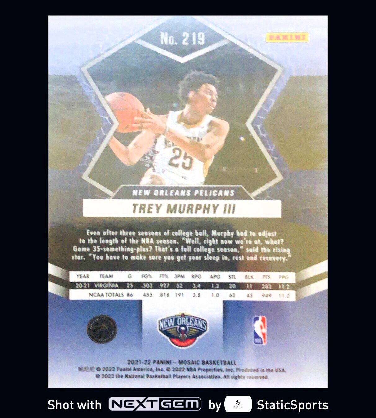 Trey Murphy III - 2021 Panini Mosaic-Rookie Card, #219