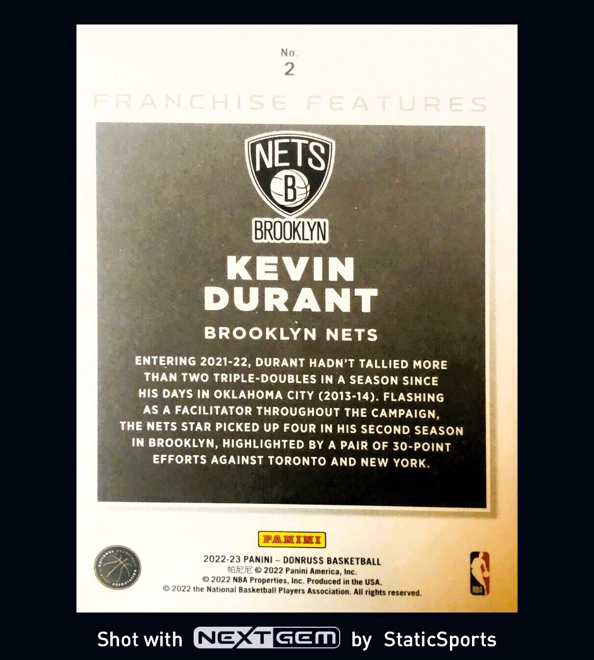 Kevin Durant - 2022 Donruss-Franchise Features, #2