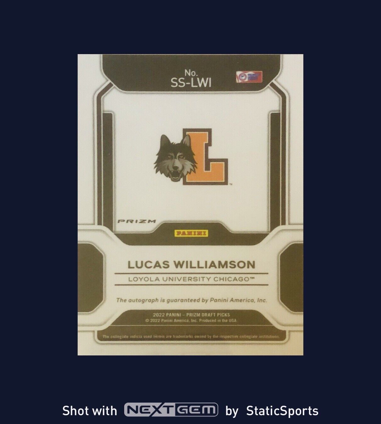 Lucas Williamson - FOTL 2022-23 Panini Prizm Draft Picks Sensational Signatures