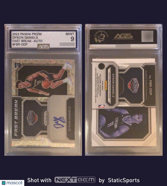 Dyson Daniels - 2022 Panini Prizm-Fast Break Autograph, #FBR-DDP,  Graded AGS9