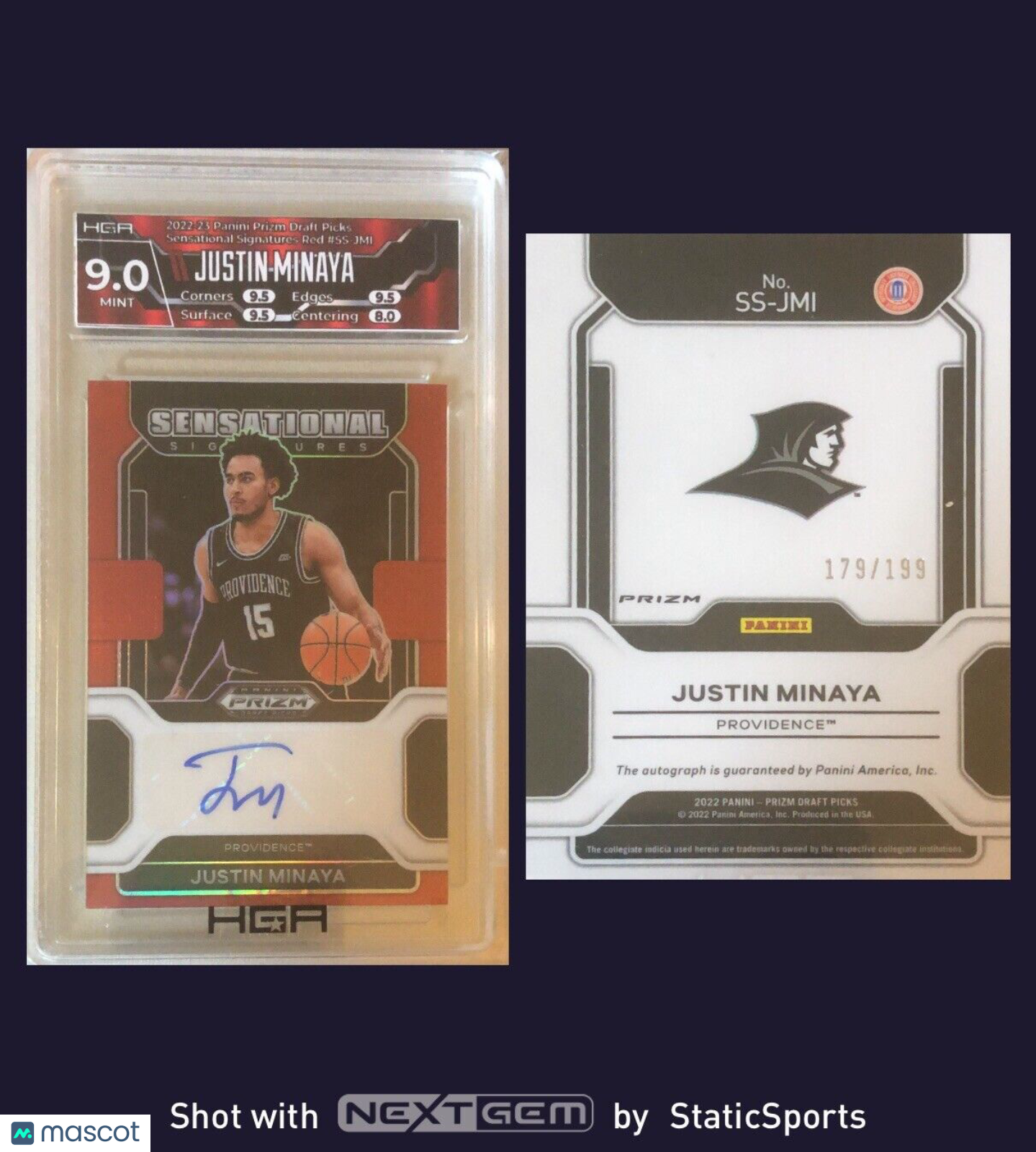 Justin Minaya - 2022-23 FOTL Prizm Draft Picks, Sensational Signatures Red  /199