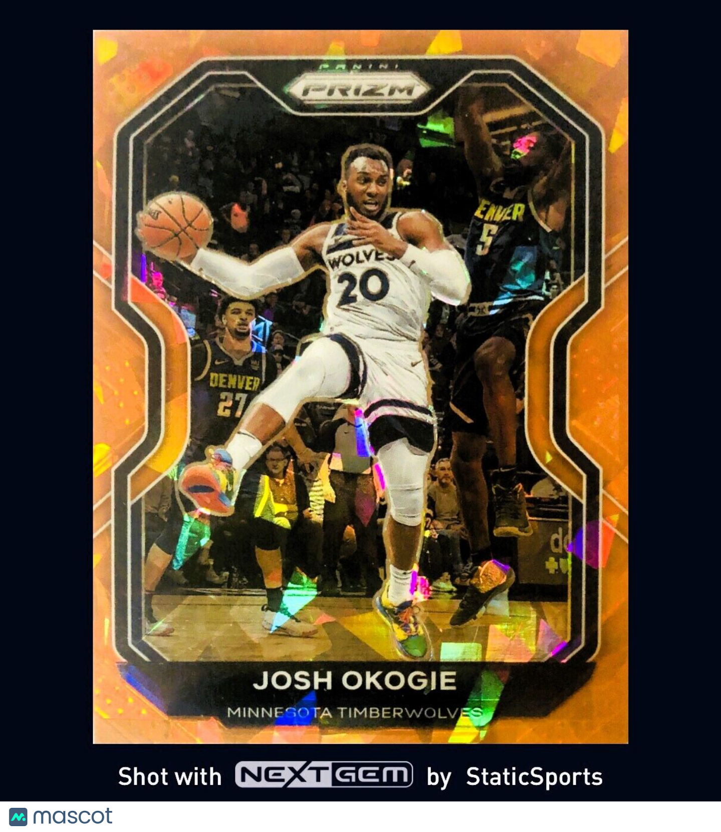 Josh Okogie - 2020 Panini Prizm-Prizm Orange Cracked Ice, #155