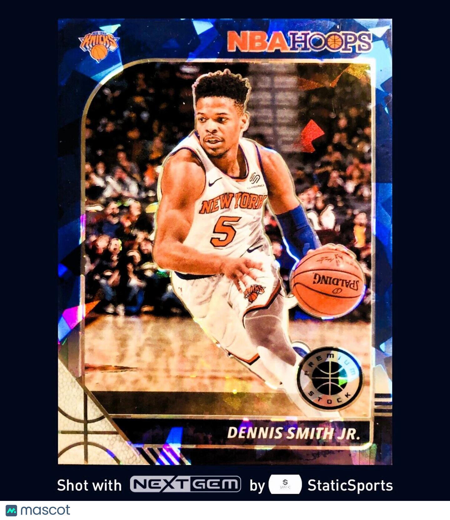 Dennis Smith Jr. - 2019 Hoops Premium Stock-Prizm Blue Cracked Ice, #127