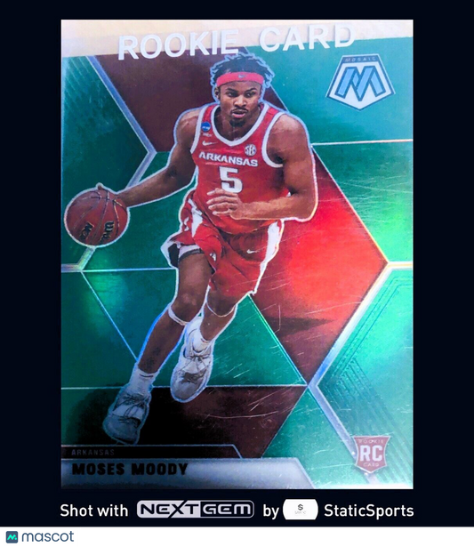 Moses Moody - 2021 Panini Chronicles Draft Picks-Prizm Mosaic Green/Rookie, #261