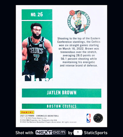 Jaylen Brown - 2021 Panini Chronicles -Base Set, #26