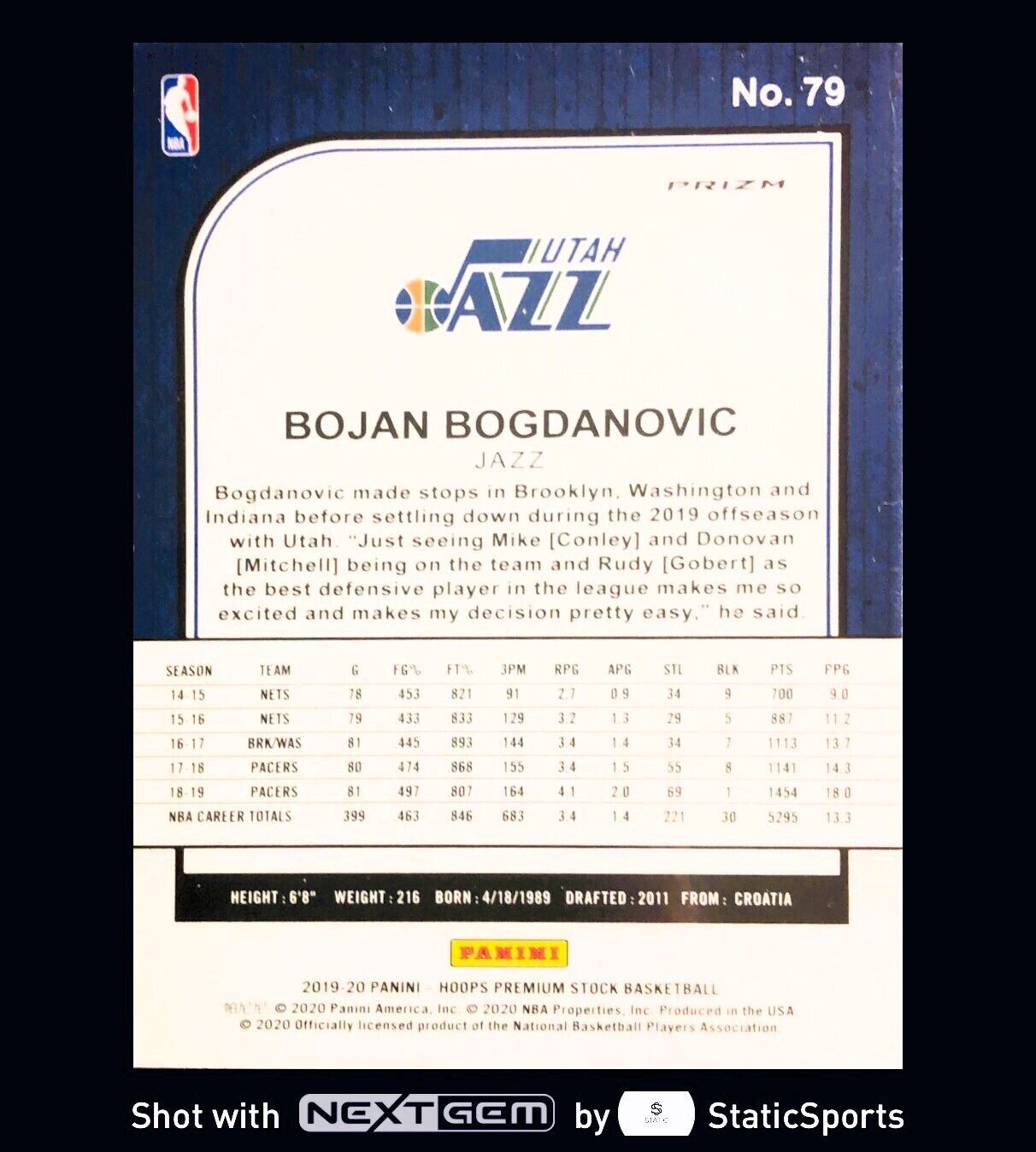 Bojan Bogdanovic - 2019 Hoops Premium Stock-Prizm Mojo Silver, #79