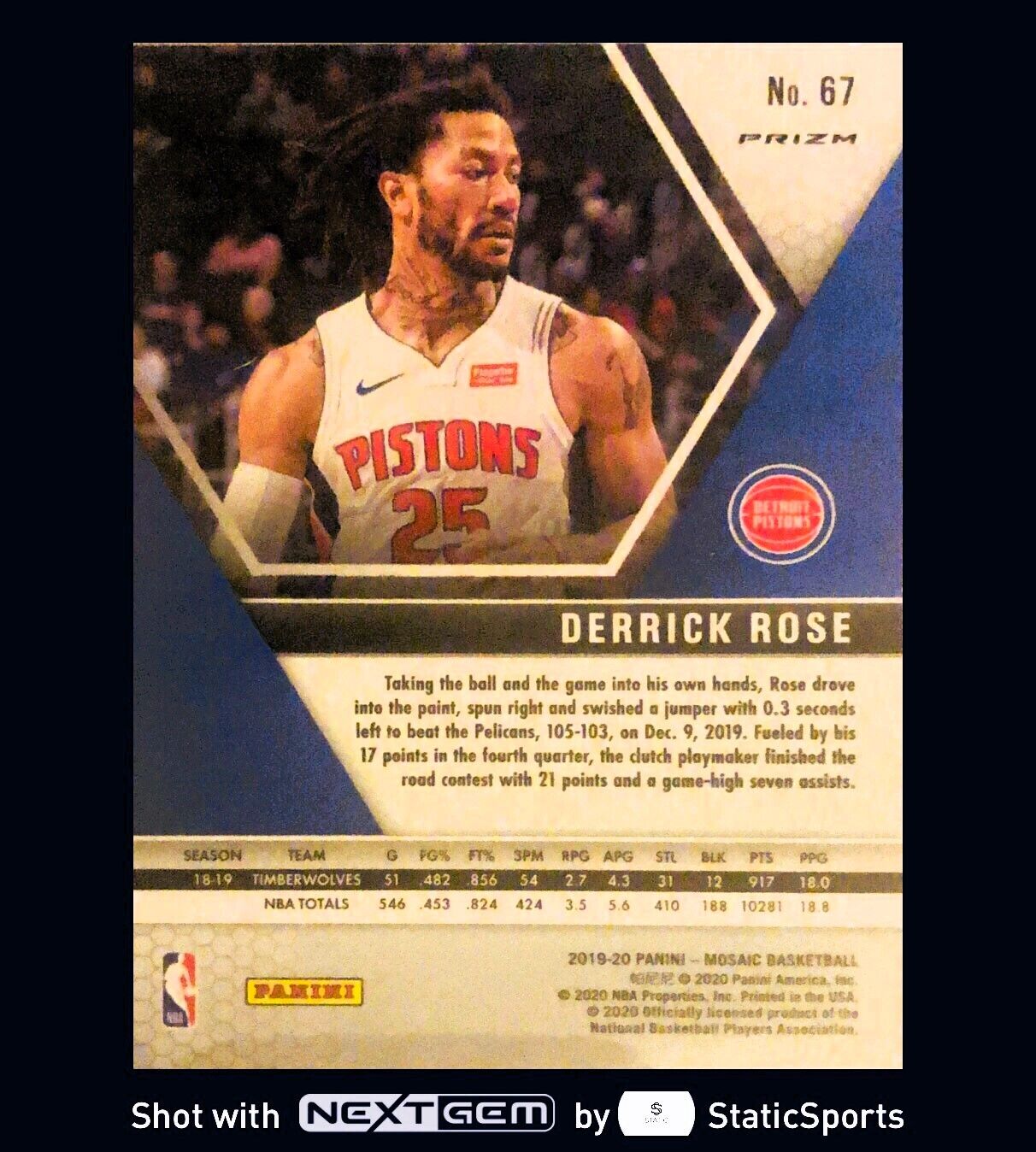 Derrick Rose - 2019 Panini Mosaic-Prizm Mosaic Reactive Blue, #67