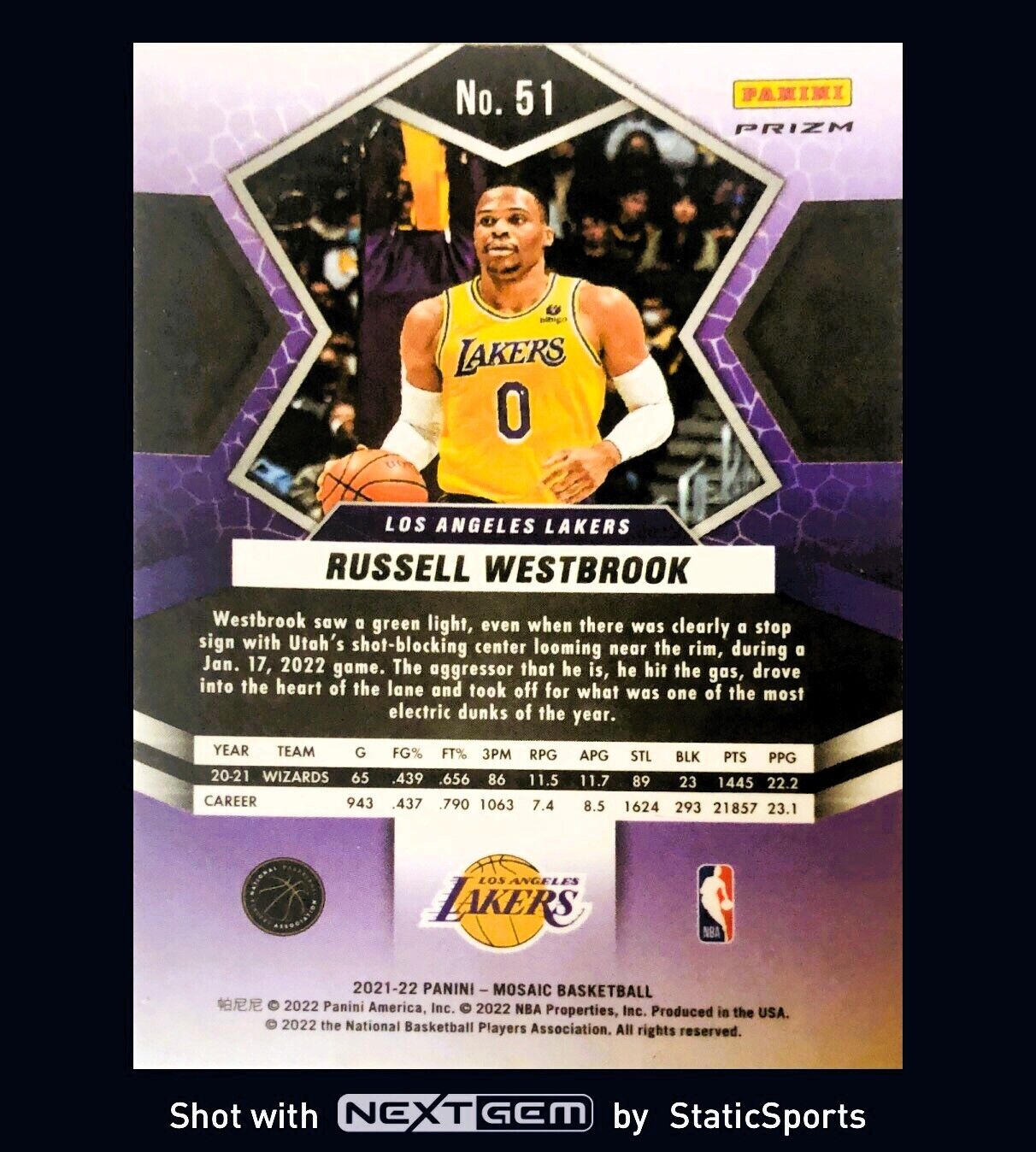 Russell Westbrook - 2021 Panini Mosaic-Prizm Mosaic Green #51