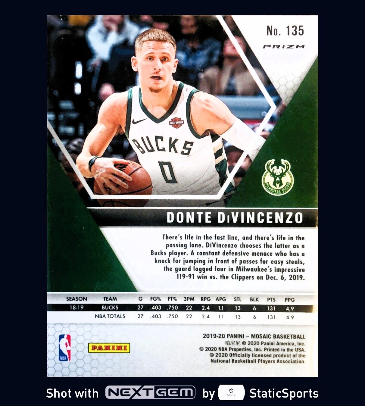 Donte DiVincenzo - 2019 Panini Mosaic-Prizm Mosaic Reactive Blue, #135