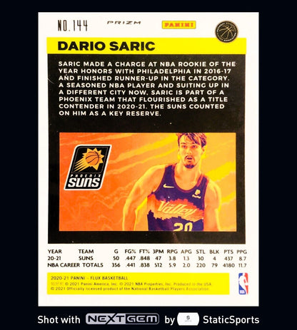 Dario Saric - 2020 Panini Flux-Prizm Red, #144