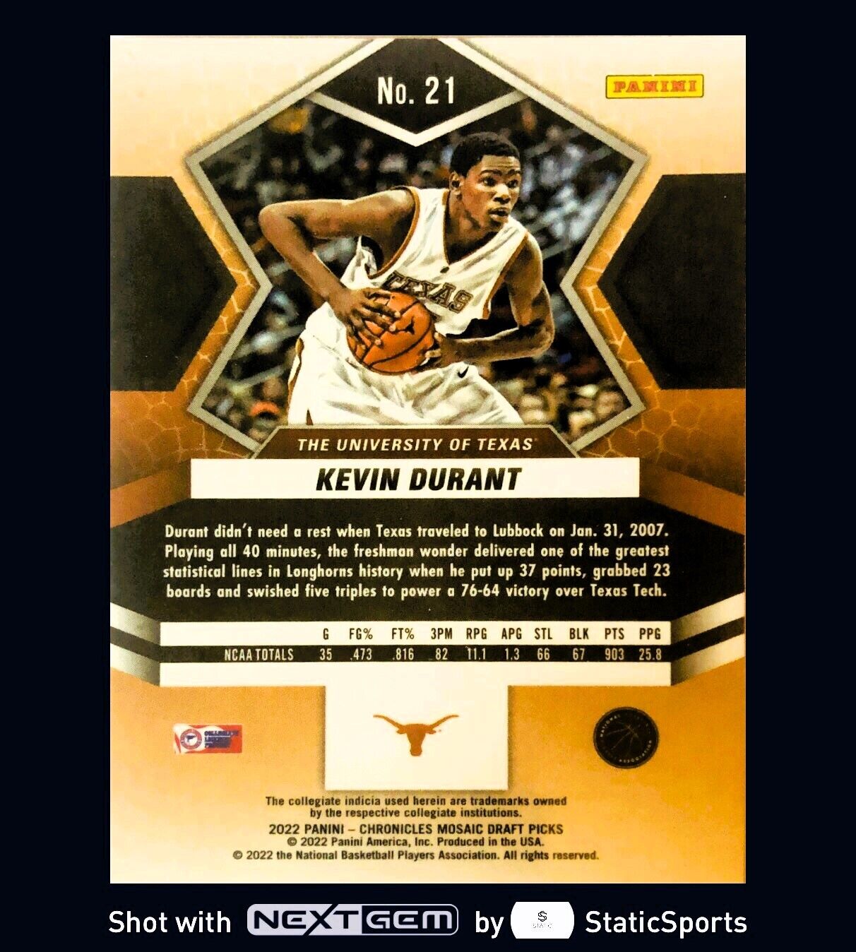 Kevin Durant - 2022 Chronicles Mosaic Draft Picks Base, #21