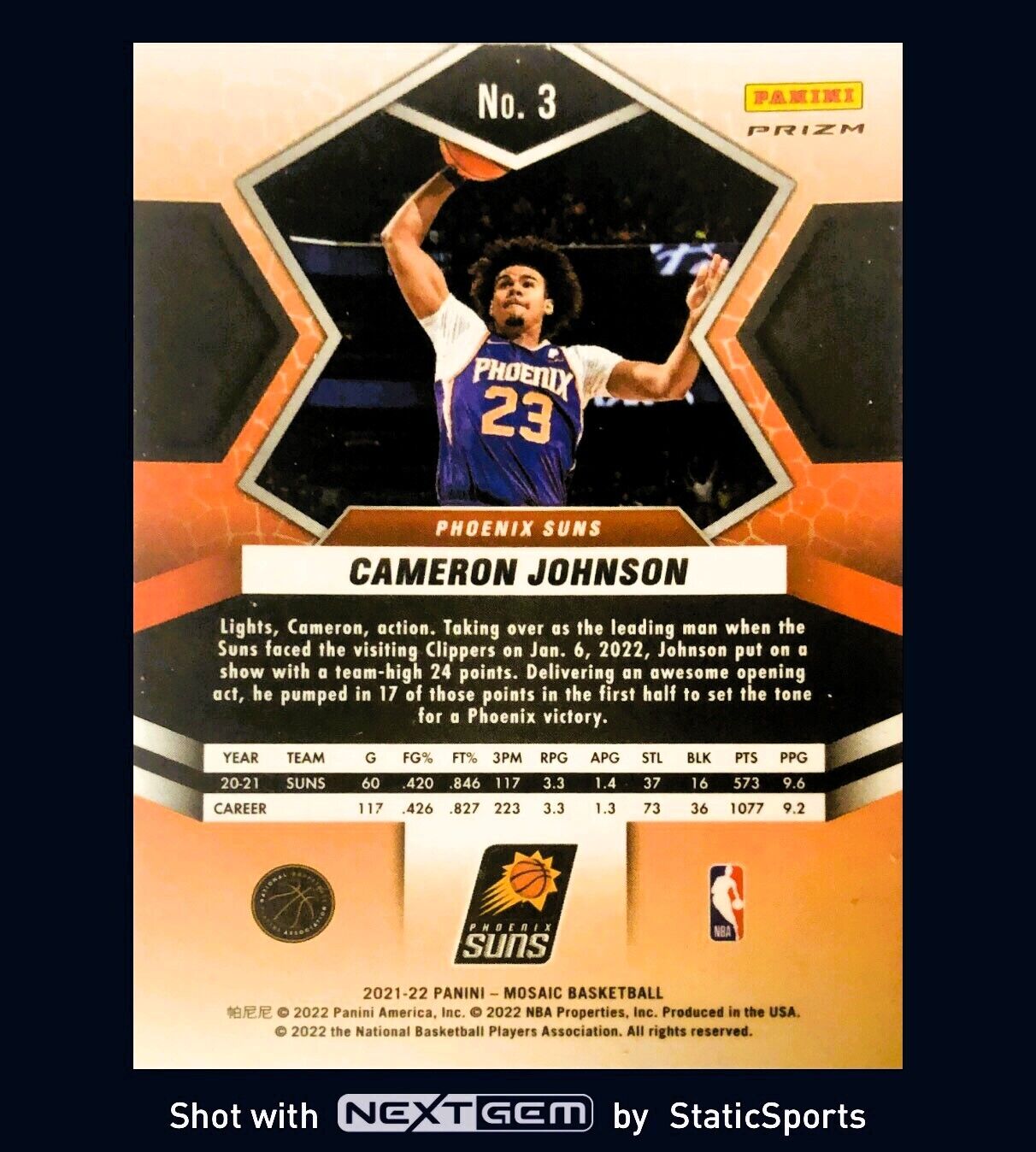 Cameron Johnson - 2021 Panini Mosaic-Prizm Mosaic Green, #3