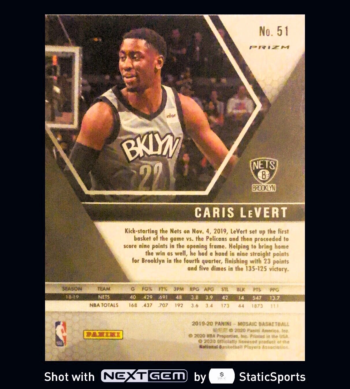 Caris LeVert - 2019 Panini Mosaic-Prizm Mosaic Reactive Blue, #51