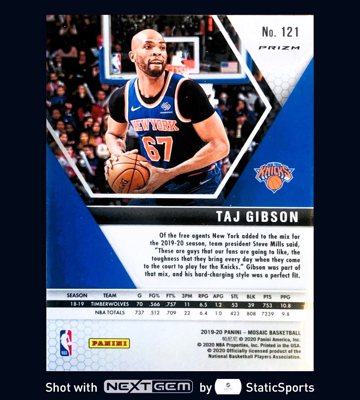 Taj Gibson - 2019 Panini Mosaic-Prizm Mosaic Silver, #121