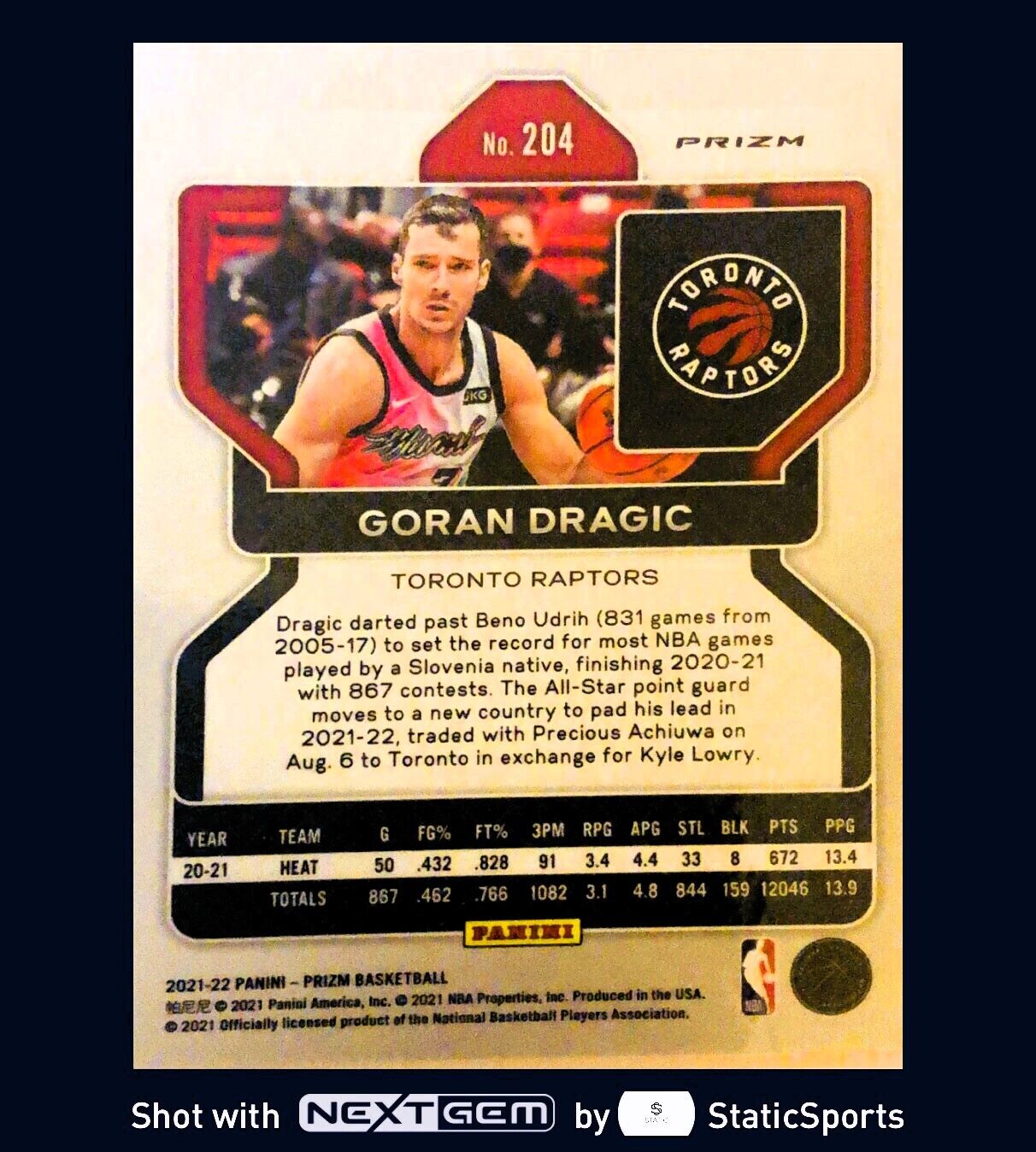 Goran Dragic - 2021 Panini Prizm-Prizm Red Cracked Ice #204