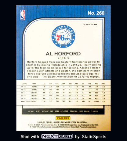 Al Horford - 2019 NBA Hoops Premium Stock-Red, #260