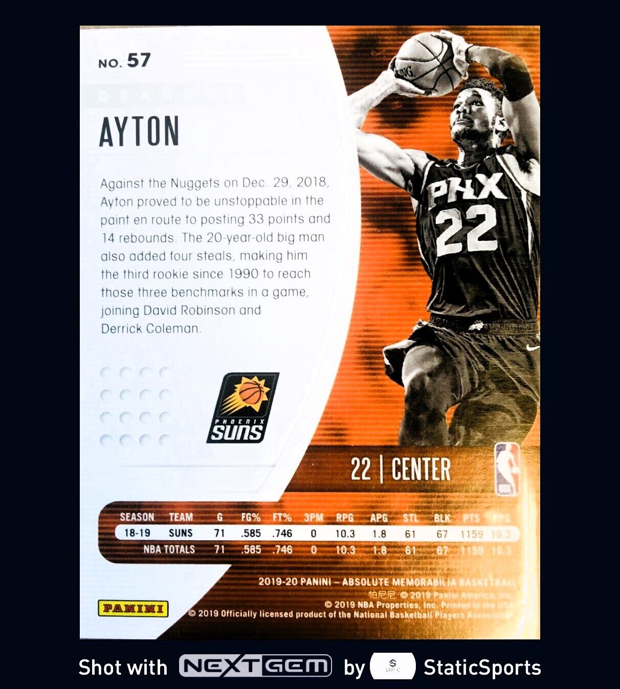 Deandre Ayton - 2019 Panini Absolute Memorabilia-Base Set, #57