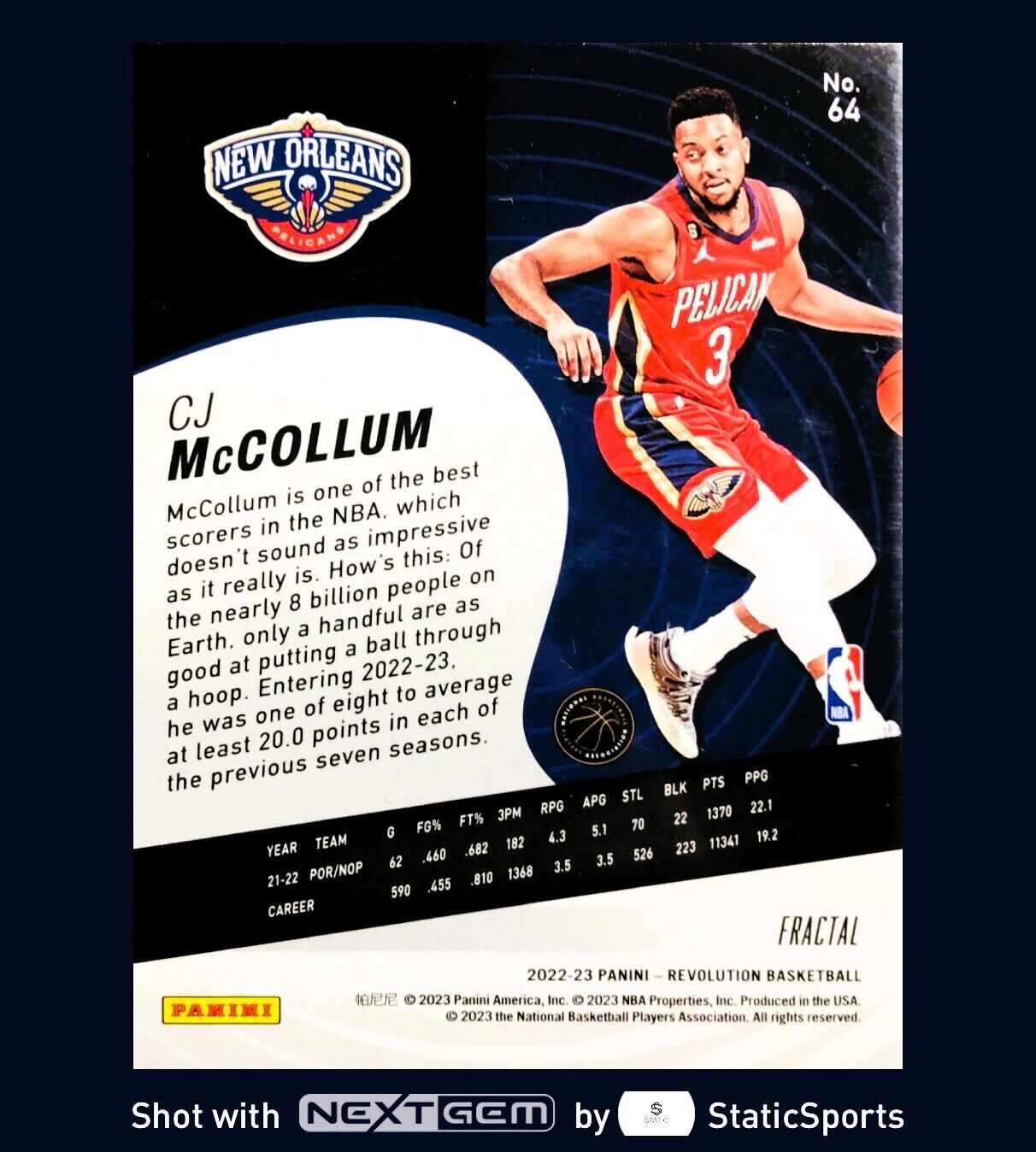 CJ McCollum - 2022 Panini Revolution-Fractal, #64