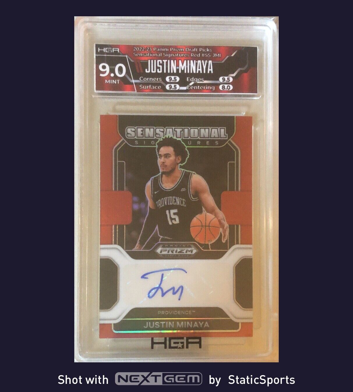 Justin Minaya - 2022-23 FOTL Prizm Draft Picks, Sensational Signatures Red  /199