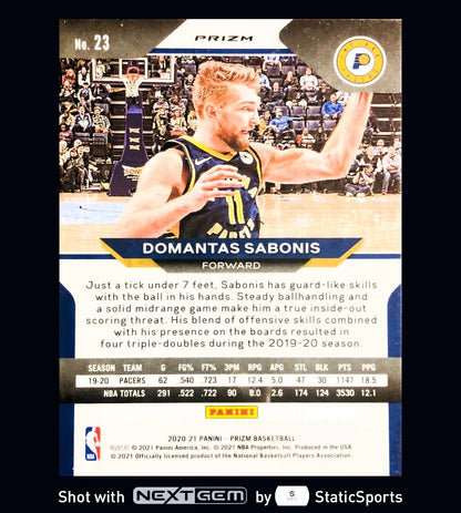 Domantas Sabonis - 2020 Panini Prizm-Prizm Red Cracked Ice, #23