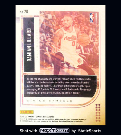 Damian Lillard - 2019 Panini Status-Status Symbols, #28