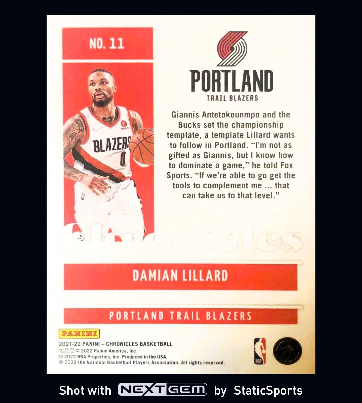 Damian Lillard - 2021 Panini Chronicles, #11