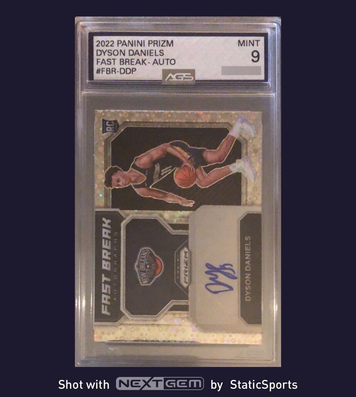 Dyson Daniels - 2022 Panini Prizm-Fast Break Autograph, #FBR-DDP,  Graded AGS9