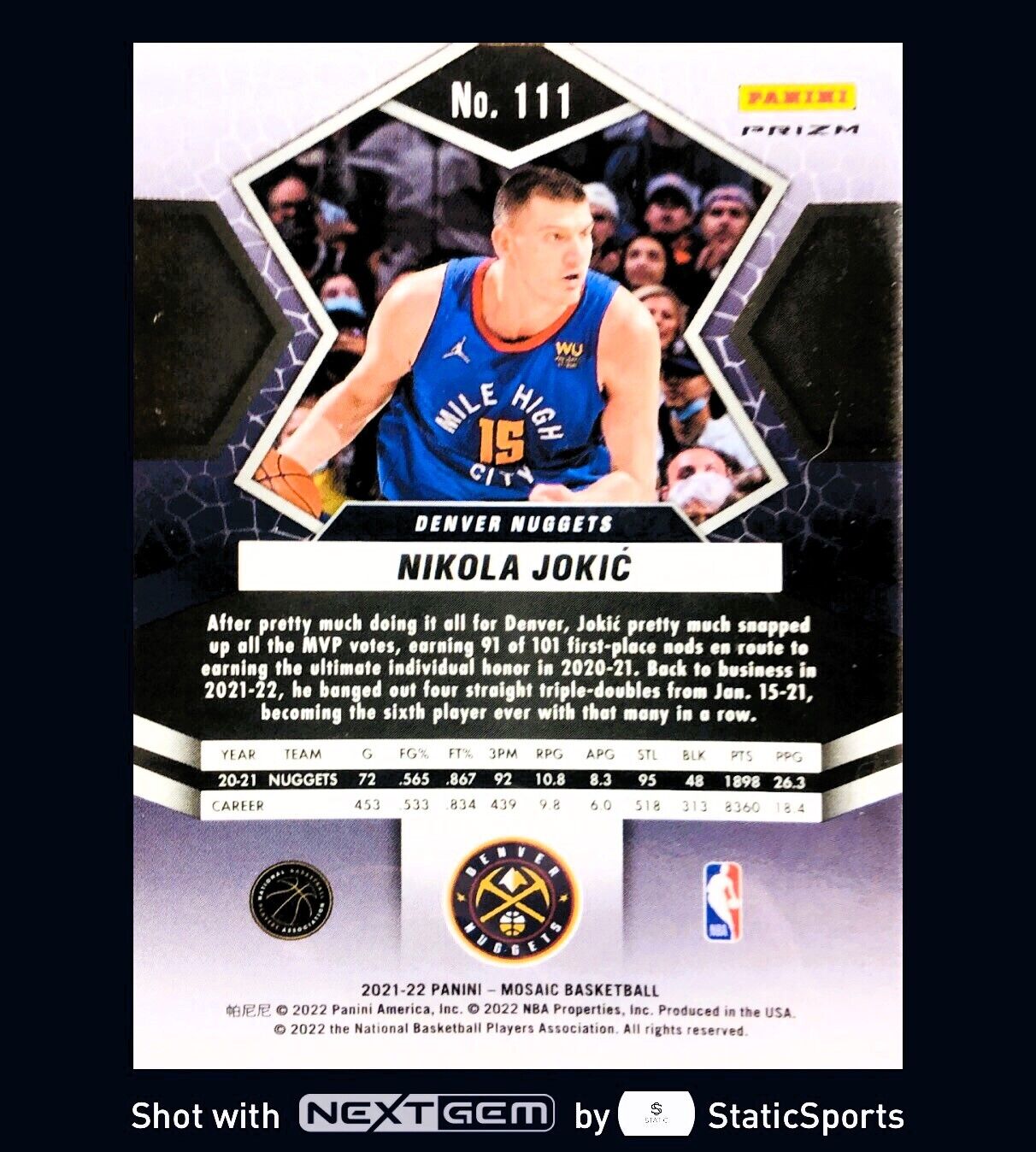 Nikola Jokic - 2021 Panini Mosaic-Prizm Mosaic Green, #111