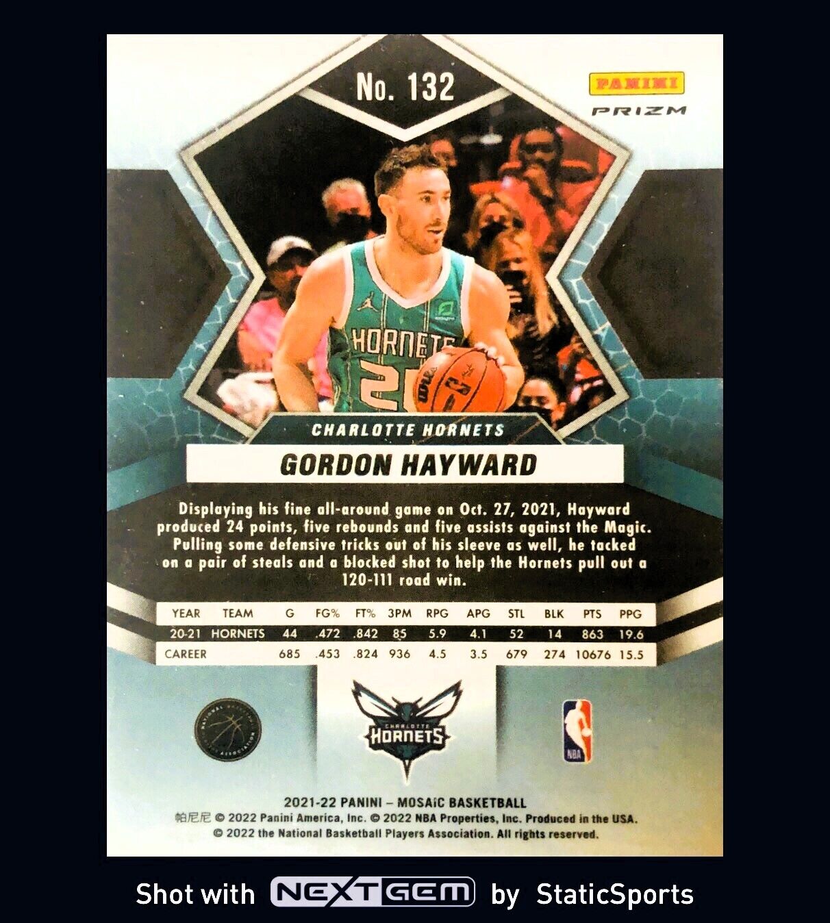 Gordon Hayward - 2021 Panini Mosaic-Prizm Mosaic Green #132