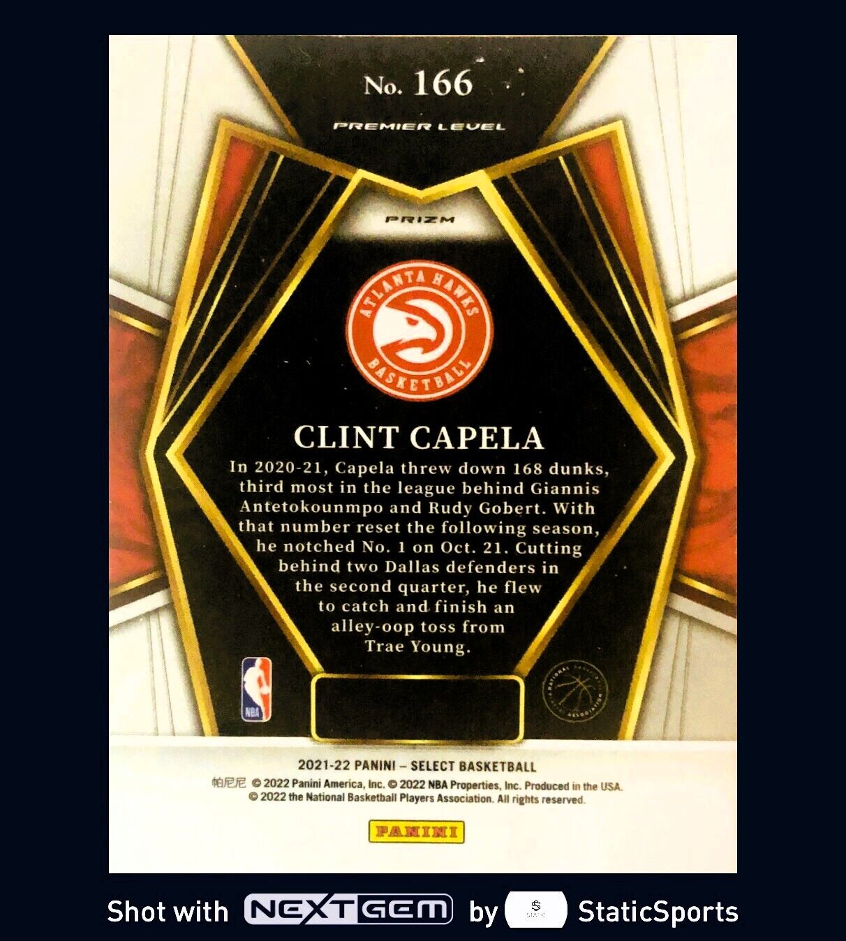 Clint Capela - 2021 Panini Select - Premiere Level Prizm Orange Flash #166