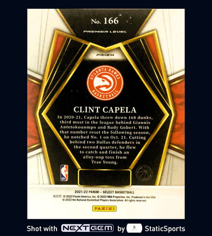 Clint Capela - 2021 Panini Select - Premiere Level Prizm Orange Flash #166