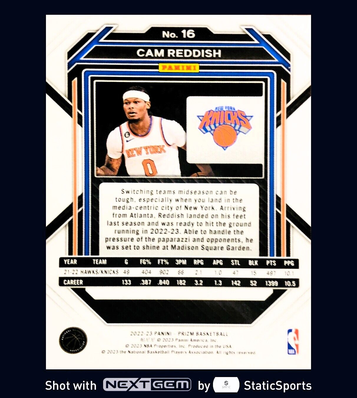 Cam Reddish - 2022 Panini Prizm-Base Set, #16