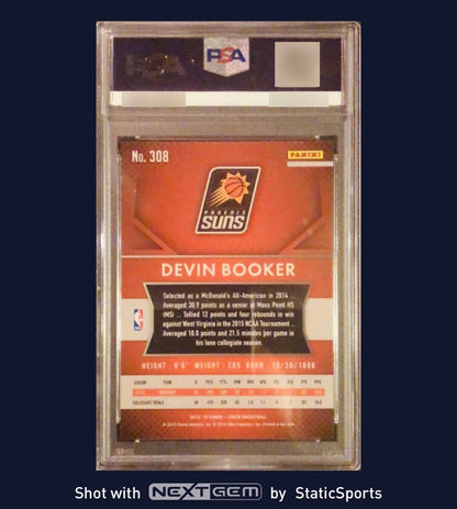 2015-16 Panini Prizm #308 Devin Booker Phoenix Suns RC Rookie PSA 9 MINT