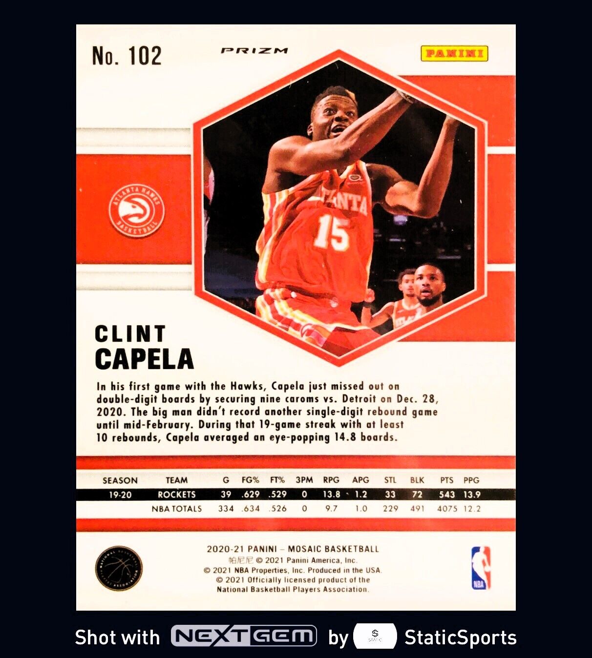 Clint Capela - 2020 Panini Mosaic-Prizm Mosaic Silver, #102