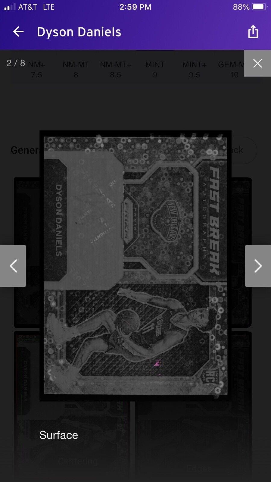 Dyson Daniels - 2022 Panini Prizm-Fast Break Autograph, #FBR-DDP,  Graded AGS9