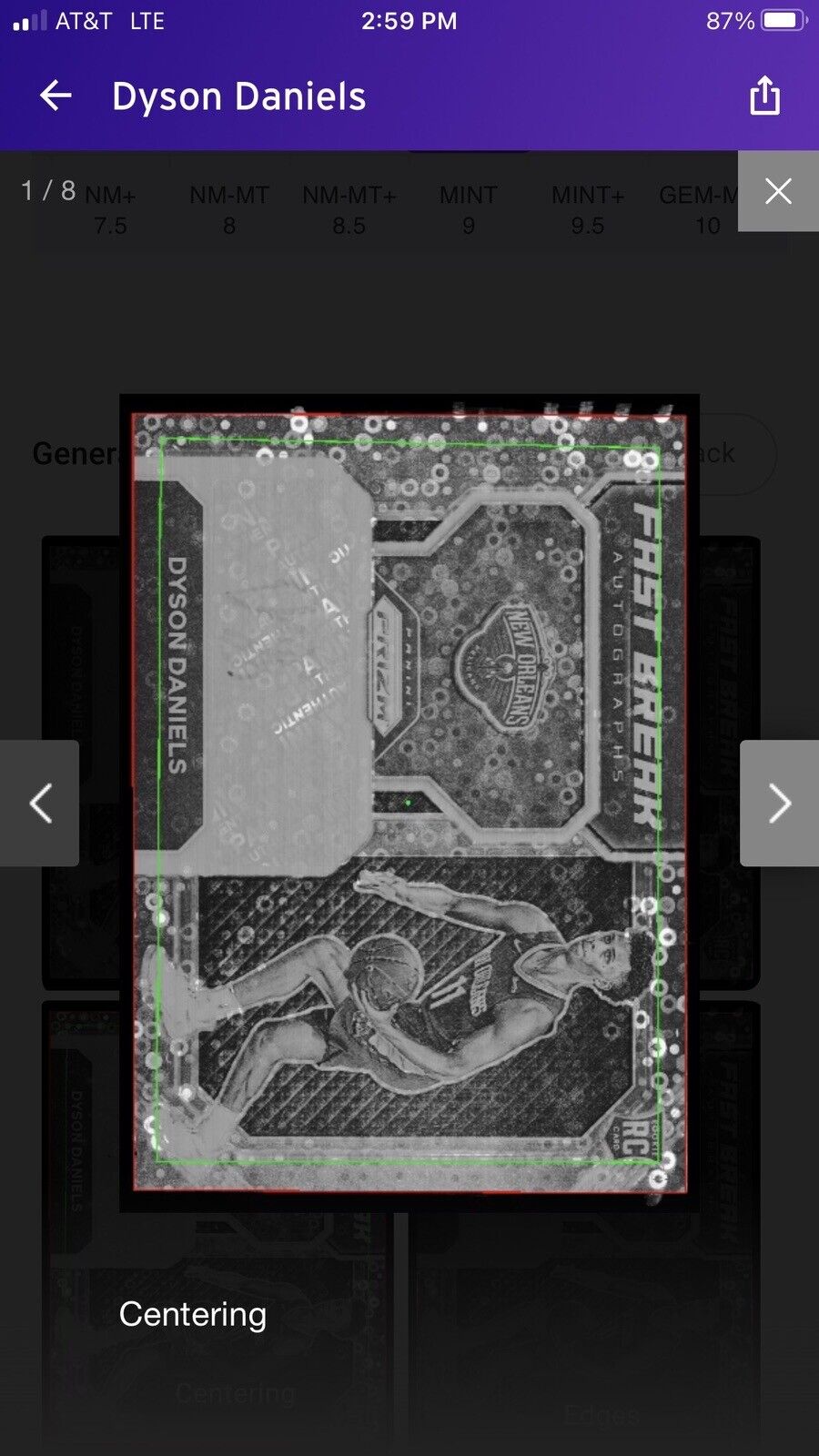 Dyson Daniels - 2022 Panini Prizm-Fast Break Autograph, #FBR-DDP,  Graded AGS9