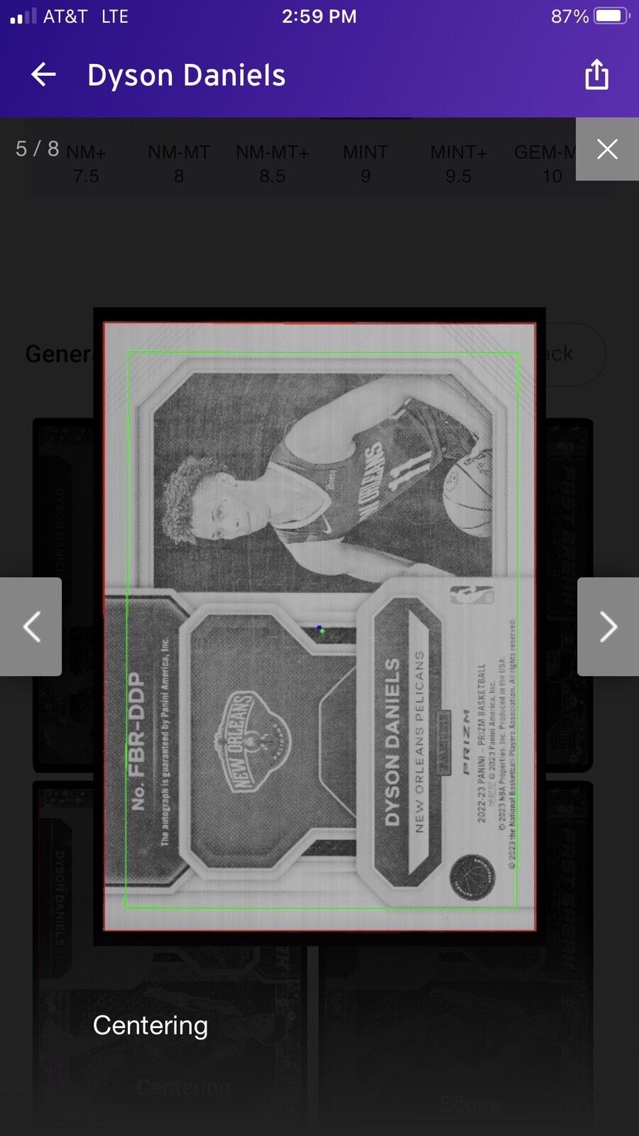 Dyson Daniels - 2022 Panini Prizm-Fast Break Autograph, #FBR-DDP,  Graded AGS9
