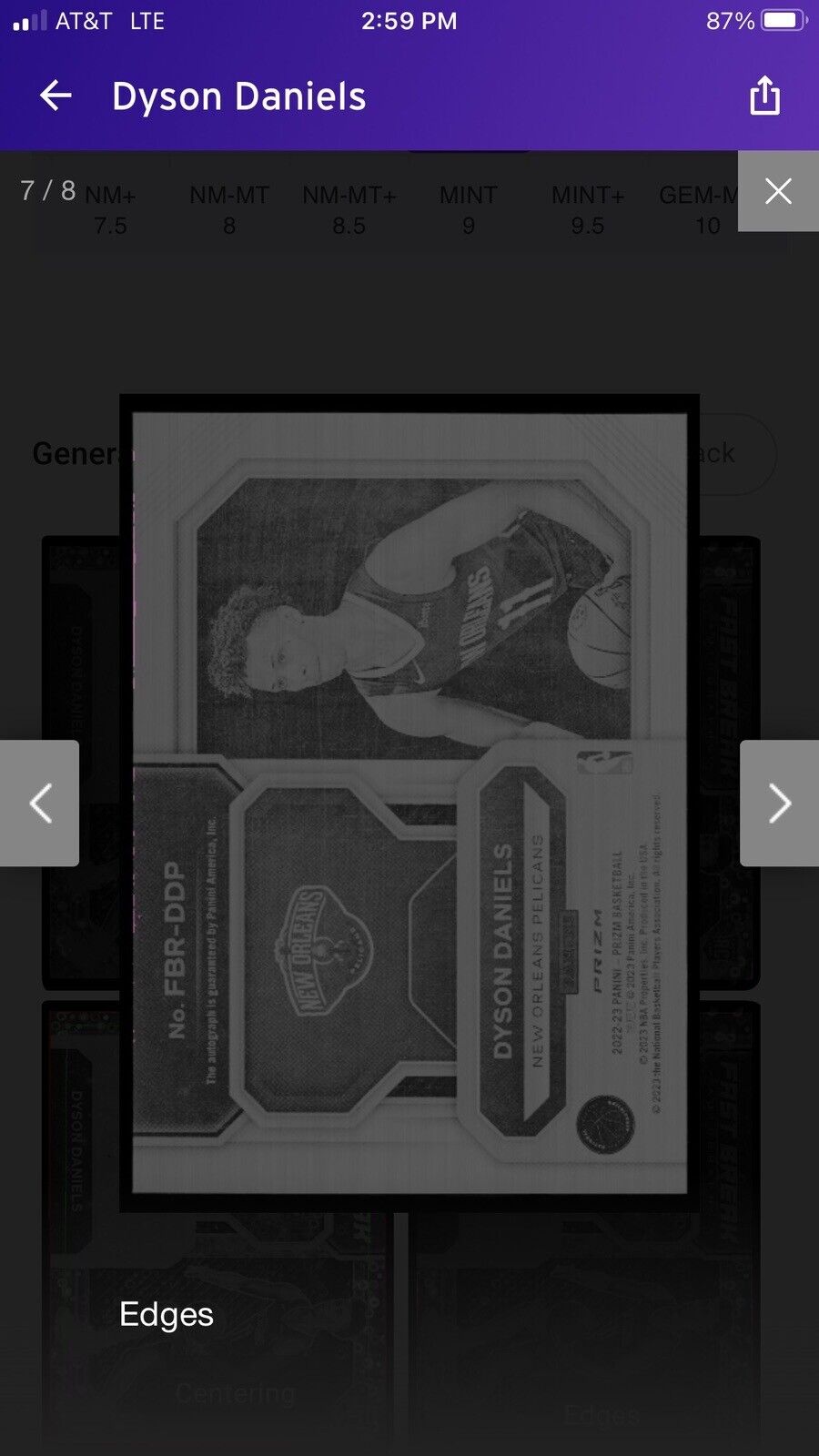 Dyson Daniels - 2022 Panini Prizm-Fast Break Autograph, #FBR-DDP,  Graded AGS9